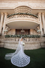 Fabulous Off-the-shoulder Long-Sleeve Mermaid Floor-Length Lace Wedding Dresses with Chapel Train-misshow.com