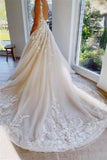 Fashion Backless A-Line V-neck Sleeveless Wedding Dresses With Lace-misshow.com