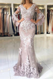 Fashion Evening Dresses Long Lace With Sleeves Floor-Length Evening Wear Prom Dresses