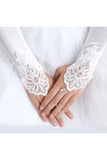 Fashion Satin Fingerless Elbow Length Party Gloves with Lace