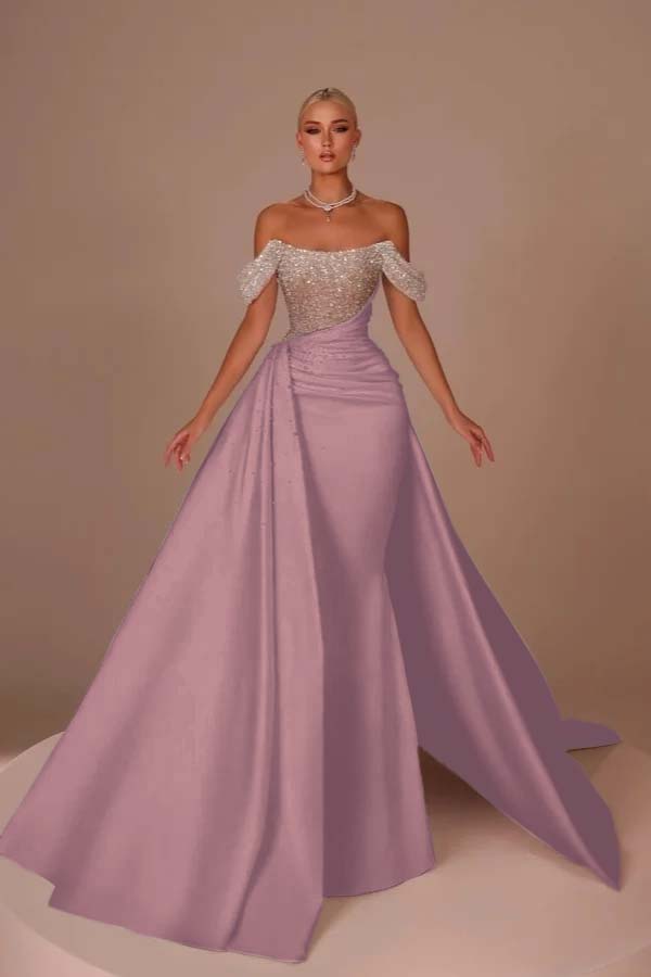 Off the Shoulder Strapless Mermaid Long Formal Dress With Sequins
