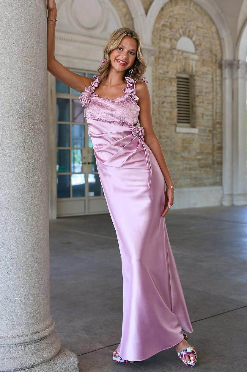 Charming Sleeveless Straps Mermaid Long Formal Dress With Pleated