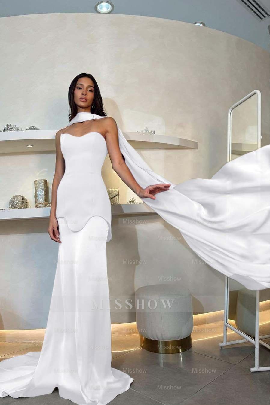 Halter Strapless Sleeveless Long Mermaid Formal Dress With Pleated