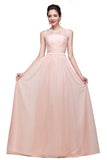 Floor-length A-line Crew Sash Chiffon Appliques Bridesmaid Dresses