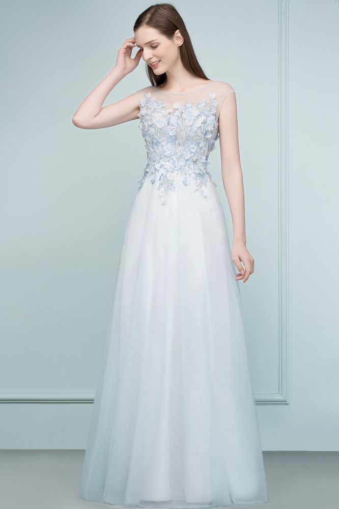 Looking for Prom Dresses in Tulle, A-line style, and Gorgeous Appliques,Flower(s) work  MISSHOW has all covered on this elegant Floor Length A-line Sleeveless Appliqued Flowers Tulle Prom Dresses.
