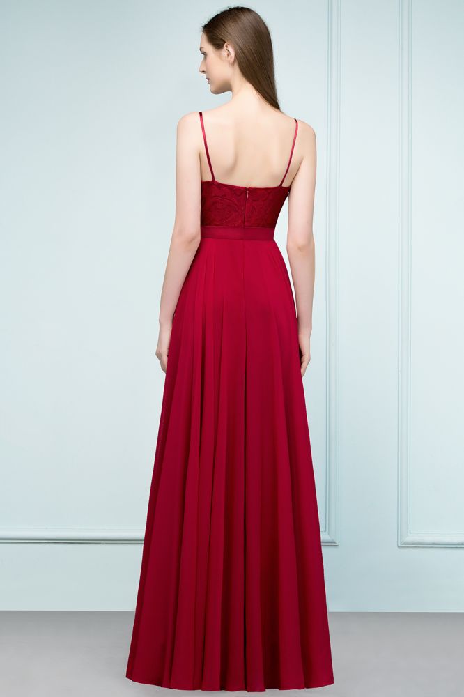 Looking for Prom Dresses,Evening Dresses in 30D Chiffon,Lace, A-line style, and Gorgeous Lace,Appliques work  MISSHOW has all covered on this elegant Floor Length Lace Appliques A-line Spaghetti Prom Dresses.