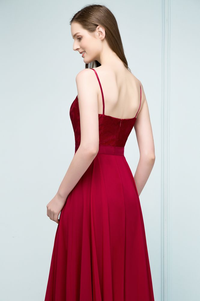 Looking for Prom Dresses,Evening Dresses in 30D Chiffon,Lace, A-line style, and Gorgeous Lace,Appliques work  MISSHOW has all covered on this elegant Floor Length Lace Appliques A-line Spaghetti Prom Dresses.