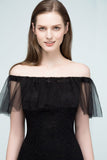 MISSHOW offers Floor Length Off-shoulder Mermaid Lace Tulle Prom Dresses at a cheap price from Black, Tulle,Lace to Mermaid Floor-length hem. Stunning yet affordable Cap Sleeves Prom Dresses.