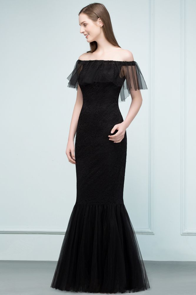 MISSHOW offers Floor Length Off-shoulder Mermaid Lace Tulle Prom Dresses at a cheap price from Black, Tulle,Lace to Mermaid Floor-length hem. Stunning yet affordable Cap Sleeves Prom Dresses.