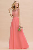 Floral Lace A-line Simple Wedding Dress Sleeveless Maxi Bridesmaid Dress-misshow.com