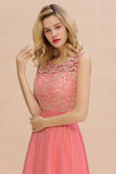 Floral Lace A-line Simple Wedding Dress Sleeveless Maxi Bridesmaid Dress-misshow.com