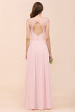 Floral Lace Bridesmaid Dress Pink A-line Wedding Party Dress-misshow.com