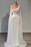 Glamorous A-line Sequined Split Wedding Dresses With Beads