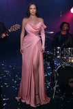 Glamorous Long A-line Long Sleeve Sequined Prom Dress With Slit-misshow.com