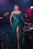 Glamorous Long A-line Long Sleeve Sequined Prom Dress With Slit-misshow.com