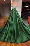 Glamorous Long A-line Strapless Split Front Sleeveless Prom Dress