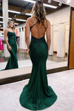 Glamorous Long Mermaid Backless Sleeveless Prom Dress With Lace-misshow.com
