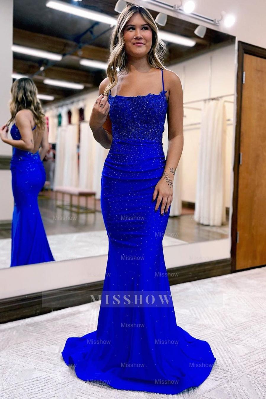 Glamorous Long Mermaid Backless Sleeveless Prom Dress With Lace Glamorous Long Mermaid Backless Sleeveless Prom Dress With Lace