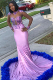 Glamorous Long Mermaid Lace Satin Prom Dress With Long Sleeves-misshow.com