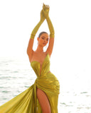 Glamorous Long Mermaid Sleeveless Sexy Prom Dress With Slit-misshow.com
