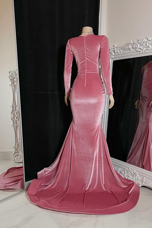 Glamorous Long Mermaid Sleeveless V-neck Split Front Prom Dress-misshow.com
