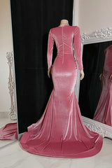 Glamorous Long Mermaid Sleeveless V-neck Split Front Prom Dress-misshow.com