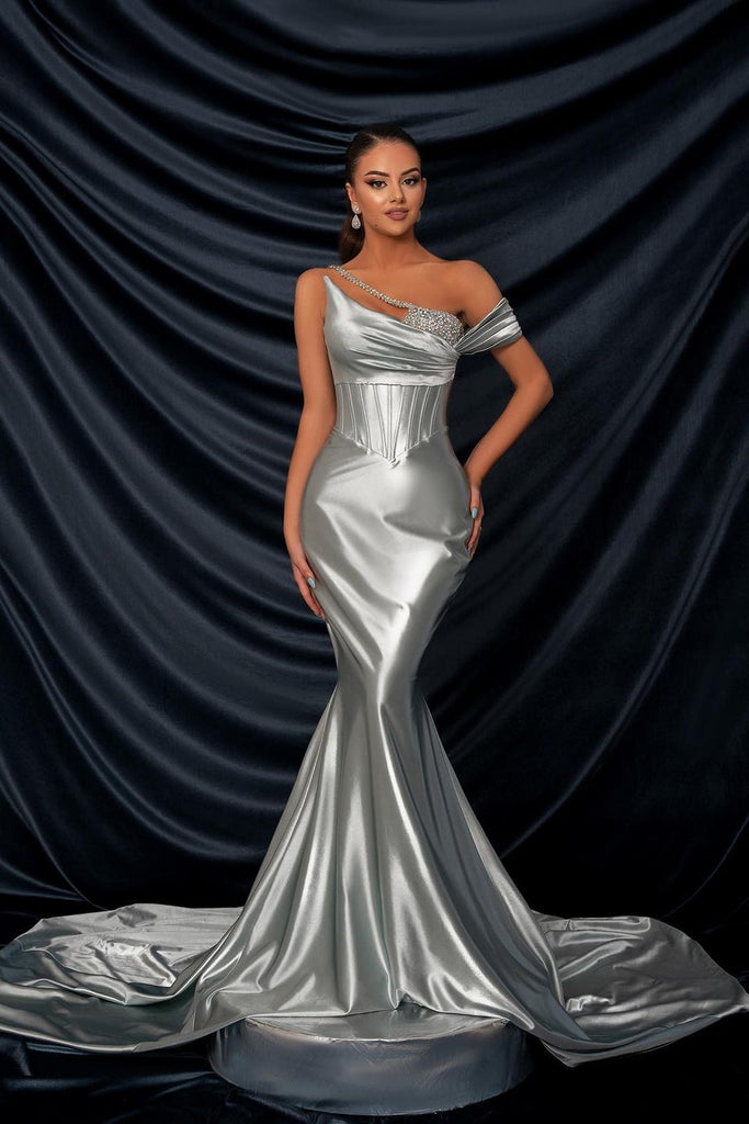Mermaid Sweetheart Long Satin Bridesmaid Dresses With Satin, BD1031