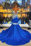 Glamorous Long Sleeveless Heter Backless Mermaid Prom Dress With Beading-misshow.com