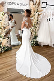 Glamorous Long Sleeves Hollow Back Floral Lace Mermaid Wedding Dress-misshow.com