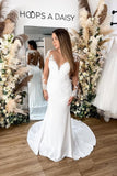 Glamorous Long Sleeves Hollow Back Floral Lace Mermaid Wedding Dress-misshow.com