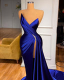 Glamorous Royal Blue Sweetheart Prom Dress Mermaid Long With Split-misshow.com