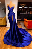 Glamorous Royal Blue Sweetheart Prom Dress Mermaid Long With Split-misshow.com