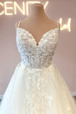Glamorous spaghetti straps sleeveless a-line lace Wedding dresses-misshow.com