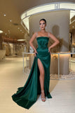 Glamorous spaghetti straps sleeveless a-line satin prom dresses sequined