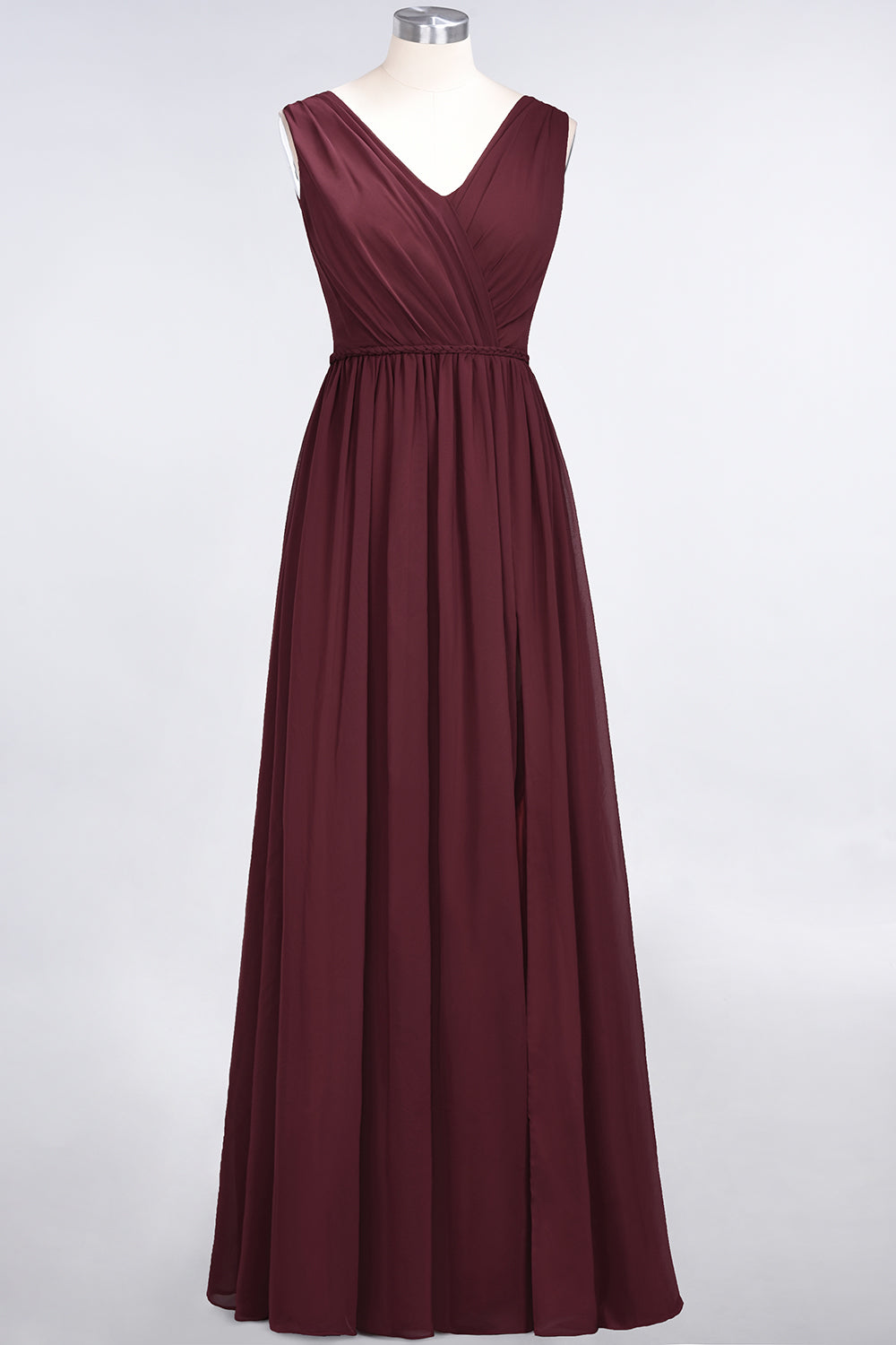 Glamorous TulleV-Neck Ruffle Burgundy Bridesmaid Dresses