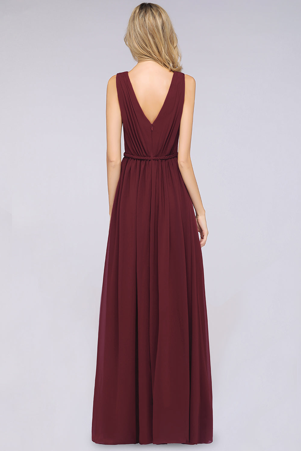 Glamorous TulleV-Neck Ruffle Burgundy Bridesmaid Dresses