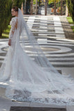 Glamorous V-neck Mermaid Appliques Long Sleeves Wedding Dress With Lace-misshow.com