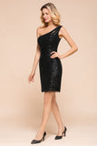MISSHOW offers Glitter Black Sequins One Shoulder Mini Party Dress Short Cocktail Dress at a good price from Apricot,Black,Silver,Sequined to Column Mini them. Stunning yet affordable Cap Sleeves Prom Dresses,Evening Dresses.