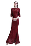 The gorgeous Glitter Half Sleeves Key hole Mermaid Party Dress Burgundy will stun every girl. The Sequined Vintage Party dress will add extra elegance to your wholesale look.