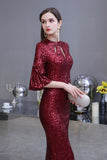 The gorgeous Glitter Half Sleeves Key hole Mermaid Party Dress Burgundy will stun every girl. The Sequined Vintage Party dress will add extra elegance to your wholesale look.