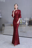 The gorgeous Glitter Half Sleeves Key hole Mermaid Party Dress Burgundy will stun every girl. The Sequined Vintage Party dress will add extra elegance to your wholesale look.