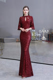 The gorgeous Glitter Half Sleeves Key hole Mermaid Party Dress Burgundy will stun every girl. The Sequined Vintage Party dress will add extra elegance to your wholesale look.