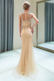 MISSHOW offers Glitter Sleeveless Beading Golden Evening Dress Crew Neck Mermaid Party Gown at a good price from Gold,Tulle to Mermaid Floor-length them. Stunning yet affordable Sleeveless Prom Dresses,Evening Dresses.