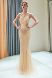 MISSHOW offers Glitter Sleeveless Beading Golden Evening Dress Crew Neck Mermaid Party Gown at a good price from Gold,Tulle to Mermaid Floor-length them. Stunning yet affordable Sleeveless Prom Dresses,Evening Dresses.