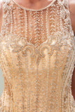 MISSHOW offers Glitter Sleeveless Beading Golden Evening Dress Crew Neck Mermaid Party Gown at a good price from Gold,Tulle to Mermaid Floor-length them. Stunning yet affordable Sleeveless Prom Dresses,Evening Dresses.