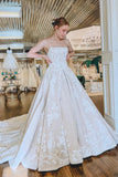 Gorgeous A-Line Lace Appliques Sleeveless Wedding Dresses-misshow.com