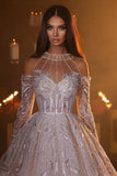 Gorgeous A-line Long Sleeves Wedding Dress With Lace-misshow.com