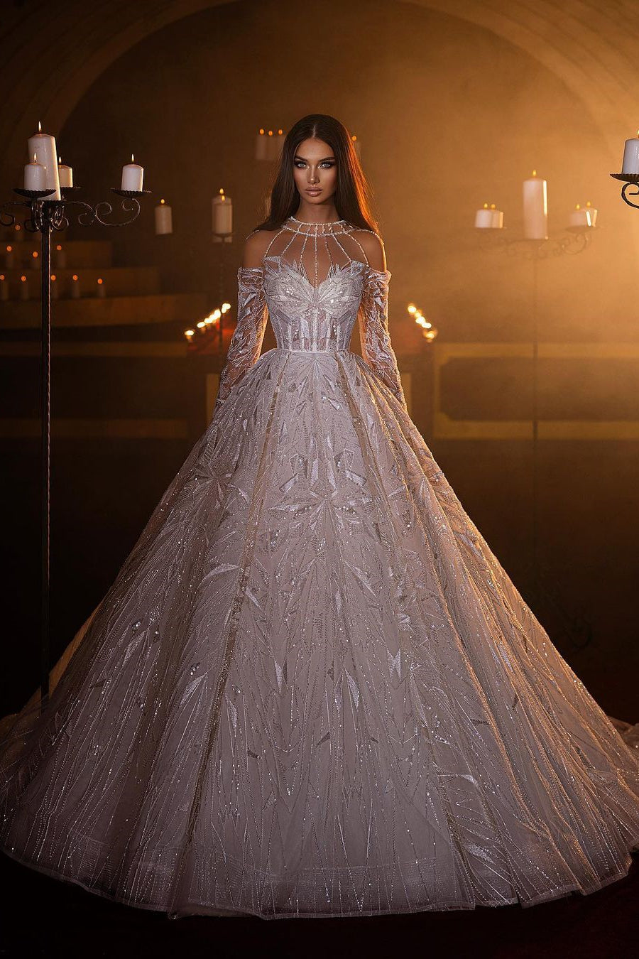 Gorgeous A-line Long Sleeves Wedding Dress With Lace-misshow.com