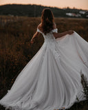 Gorgeous A-line Off-the-shoulder Wedding Dresses with Lace-misshow.com