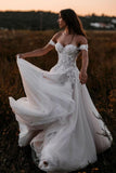 Gorgeous A-line Off-the-shoulder Wedding Dresses with Lace